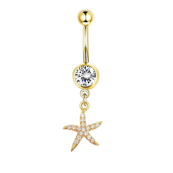 Navel Ring Stainless Steel Heartshaped Butterfly Pendant Electroplating Women's Jewelry