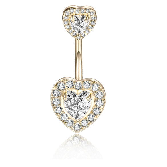 Navel Ring Stainless Steel Heartshaped Constellation Pattern Goldplated Unisex