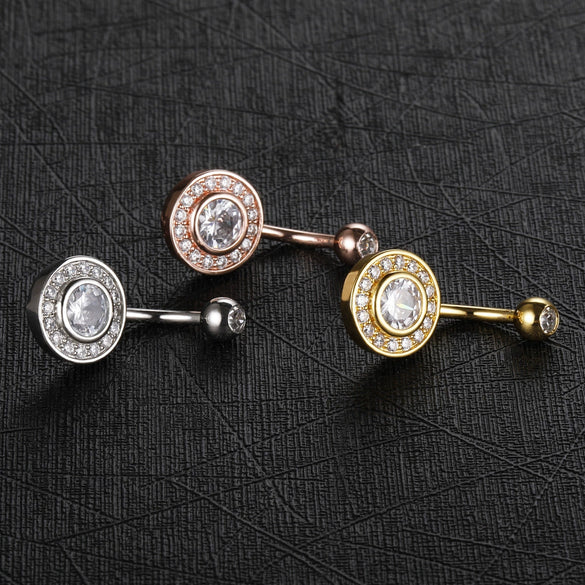 Navel Ring Stainless Steel Heartshaped Constellation Pattern Goldplated Unisex