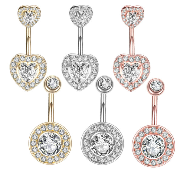 Navel Ring Stainless Steel Heartshaped Constellation Pattern Goldplated Unisex