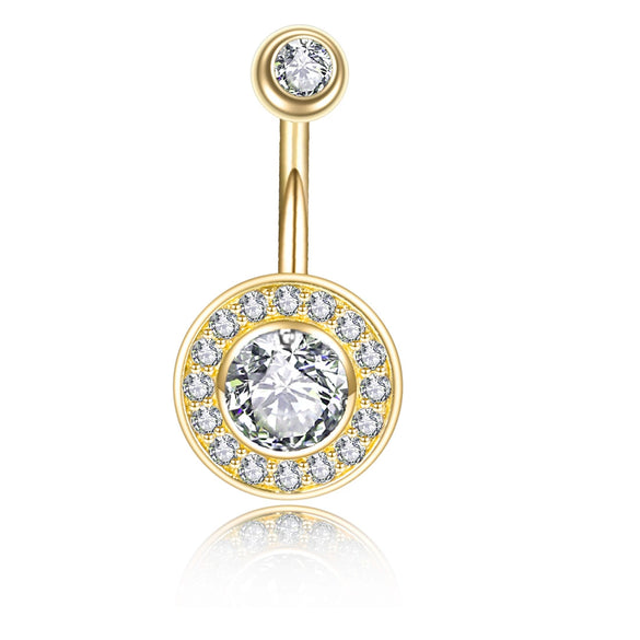 Navel Ring Stainless Steel Heartshaped Constellation Pattern Goldplated Unisex
