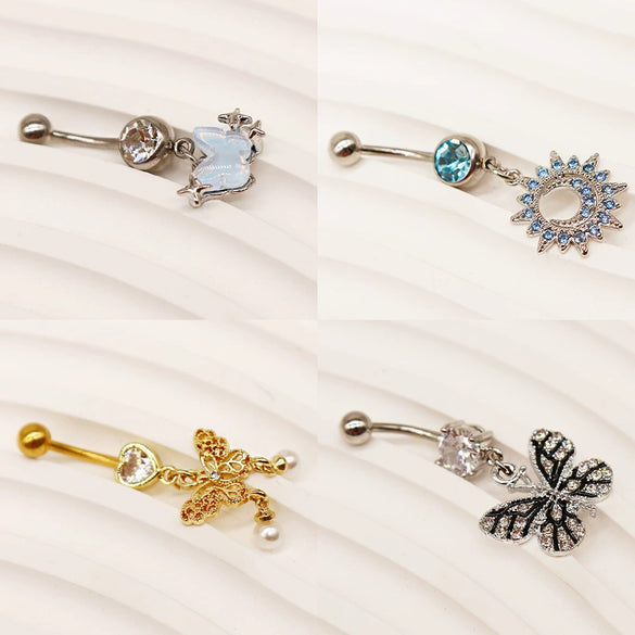 Navel Ring Zinc Alloy Heart Style Unisex Jewelry