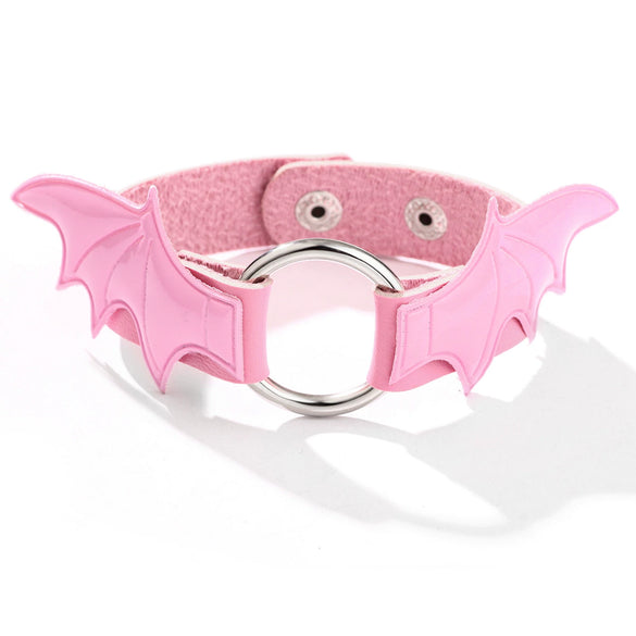 Neck Chain Gothic Vampire Series Pink Collar Angel Wings Heart Pattern Cortex Alloy Unisex