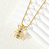 Neck Jewelry Stainless Steel Insect Pendant Necklace With Mixed Gemstone Setting And Electroplating For Women