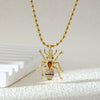 Neck Jewelry Stainless Steel Insect Pendant Necklace With Mixed Gemstone Setting And Electroplating For Women