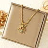 Neck Jewelry Stainless Steel Insect Pendant Necklace With Mixed Gemstone Setting And Electroplating For Women