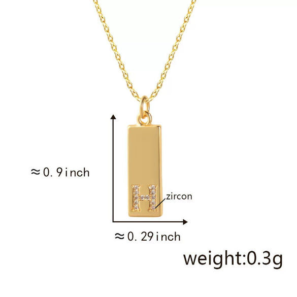 Necklace Accessories Copper Rectangular Geometric Letter Inlaid Zircon Electroplated