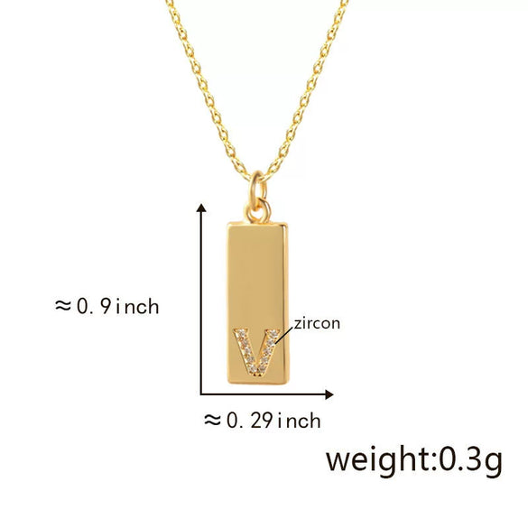 Necklace Accessories Copper Rectangular Geometric Letter Inlaid Zircon Electroplated