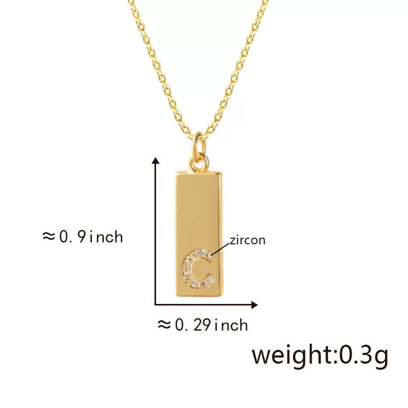 Necklace Accessories Copper Rectangular Geometric Letter Inlaid Zircon Electroplated