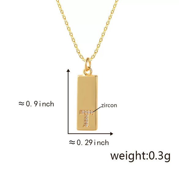 Necklace Accessories Copper Rectangular Geometric Letter Inlaid Zircon Electroplated