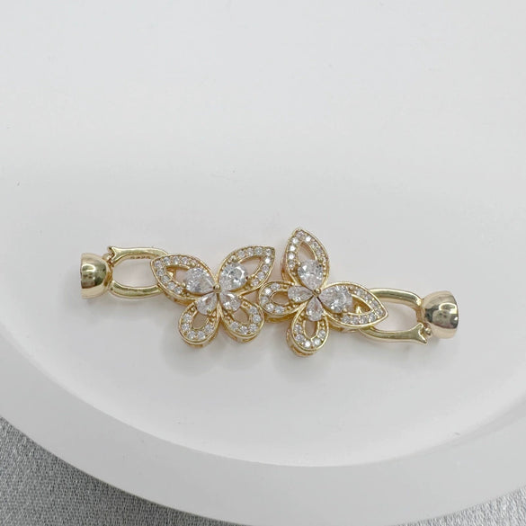 Necklace Accessories Silver Inlaid Zirconium Petal Bow Connecting Buckle