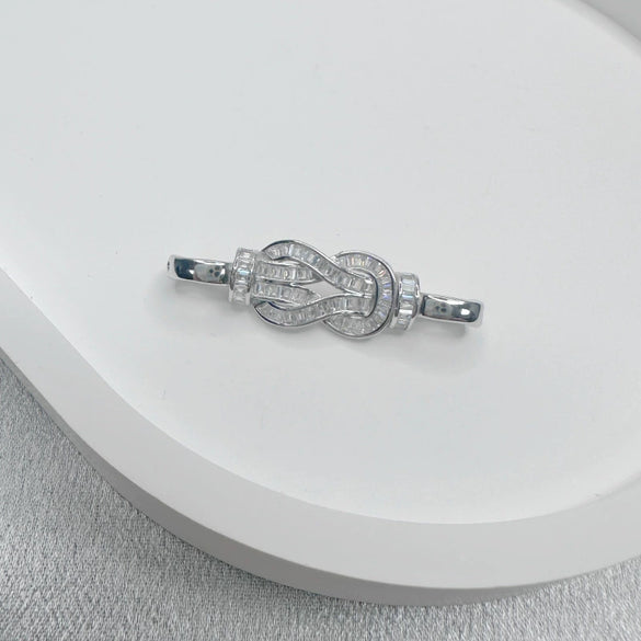 Necklace Accessories Silver Inlaid Zirconium Petal Bow Connecting Buckle