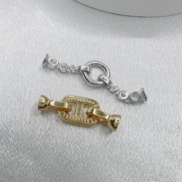 Necklace Accessories Silver Inlaid Zirconium Petal Bow Connecting Buckle