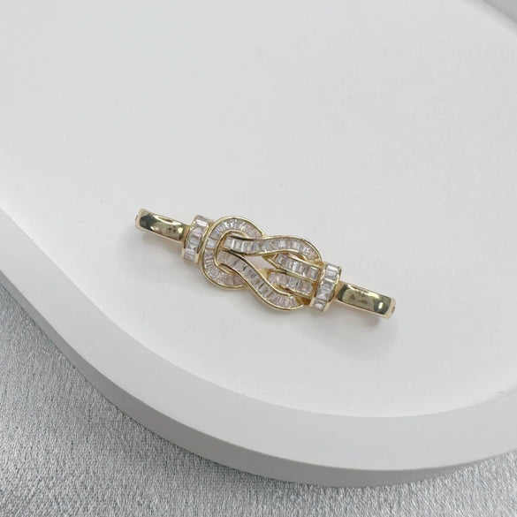 Necklace Accessories Silver Inlaid Zirconium Petal Bow Connecting Buckle