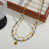 Necklace African Pine Crazy Agate Stainless Steel Geometric Vintage Dripping Oil