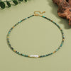 Necklace African Turquoise Freshwater Pearl Stainless Steel Geometric Handmade Light Luxury