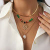 Necklace Agate Stone Metal Beaded Star Pendant Snake Bone Chain Ins Minimalist Style Electroplating