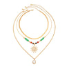 Necklace Agate Stone Metal Beaded Star Pendant Snake Bone Chain Ins Minimalist Style Electroplating