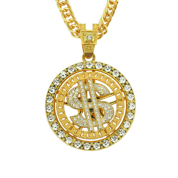 Necklace Alloy Diamondencrusted Letter Number Text Geometric Personality Cuban Chain Pendant For Men