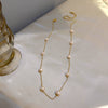 Necklace Alloy Freshwater Pearl Geometric Ball Chain Gold Electroplated