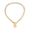 Necklace Alloy Geometric Electroplating Irregular Round Head Pendant Women Double Layer Simple