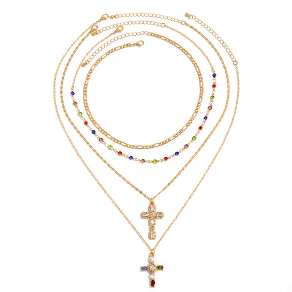 Necklace Alloy Geometric Rhinestone Electroplating Hiphop Style