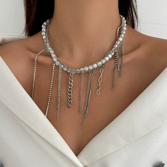 Necklace Alloy Heartshaped Pendant Clavicle Chain Cream Sweet Style Electroplating For Women
