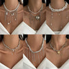 Necklace Alloy Heartshaped Pendant Clavicle Chain Cream Sweet Style Electroplating For Women