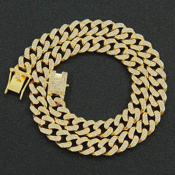 Necklace Alloy Hiphop Geometric Diamond Cuban Chain