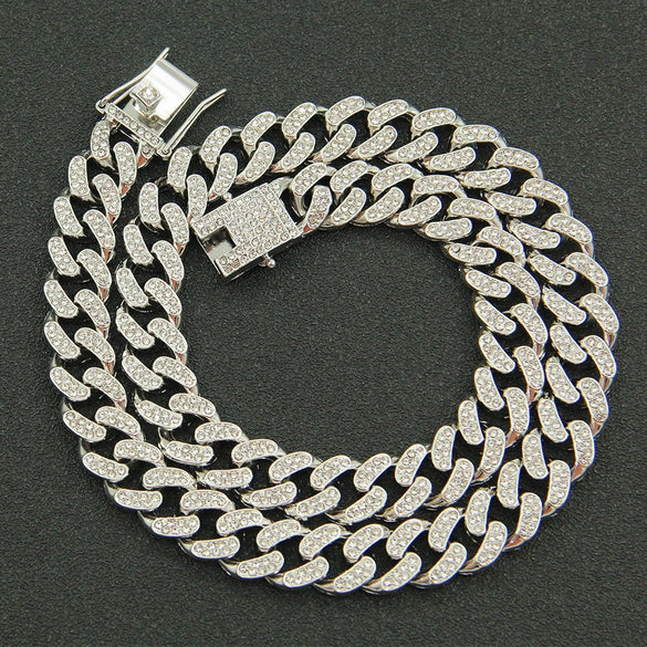 Necklace Alloy Hiphop Geometric Diamond Cuban Chain
