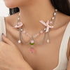 Necklace Alloy Imitation Pearl Sweet Style Bow Strawberry Fivepointed Star Flower Pendant Electroplating