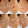 Necklace Alloy Imitation Pearl Sweet Style Bow Strawberry Fivepointed Star Flower Pendant Electroplating