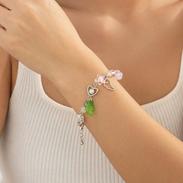 Necklace Alloy Imitation Pearl Sweet Style Bow Strawberry Fivepointed Star Flower Pendant Electroplating