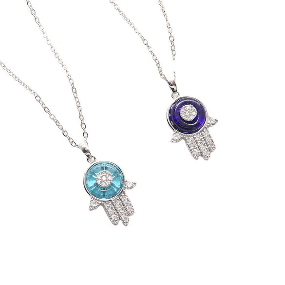 Necklace Alloy Microinlaid Zircon Eye Pendant Electroplating O Chain Unisex Minimalist