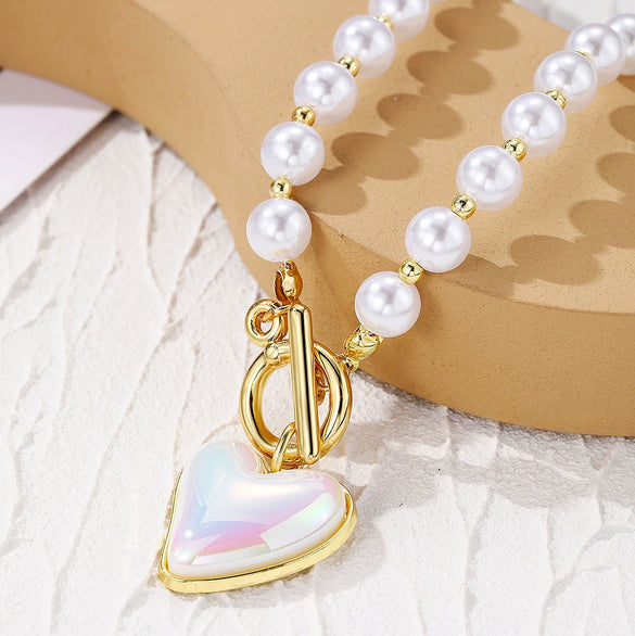 Necklace Alloy Pearl Heartshaped Electroplating Women's