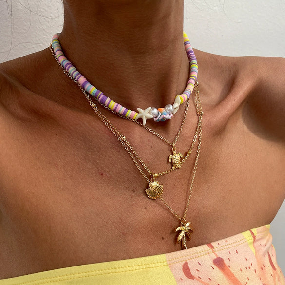 Necklace Alloy Pendant Copperclad Iron Chain Polymer Clay Imitation Pearl Animal Zodiac Handmade Stacking Style