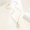 Necklace Alloy Pink Crystal Opal Heart Shaped Electroplated Clavicle Chain For Girls