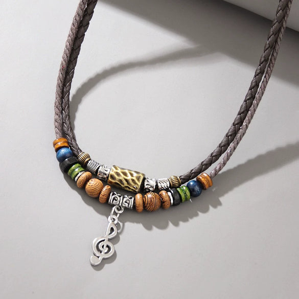 Necklace Alloy Retro Geometric Electroplating Women's Doublelayer Winding Choker Clavicle Chain