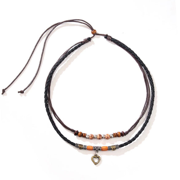 Necklace Alloy Retro Geometric Electroplating Women's Doublelayer Winding Choker Clavicle Chain