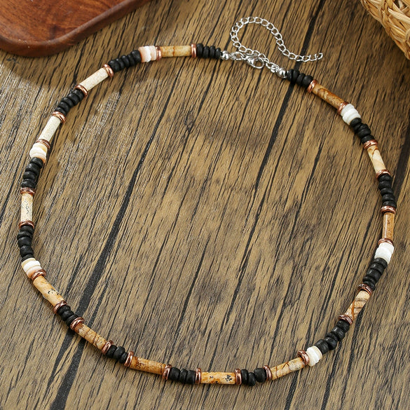 Necklace Alloy Stone Geometric Style O Word Chain Electroplating Design For Men