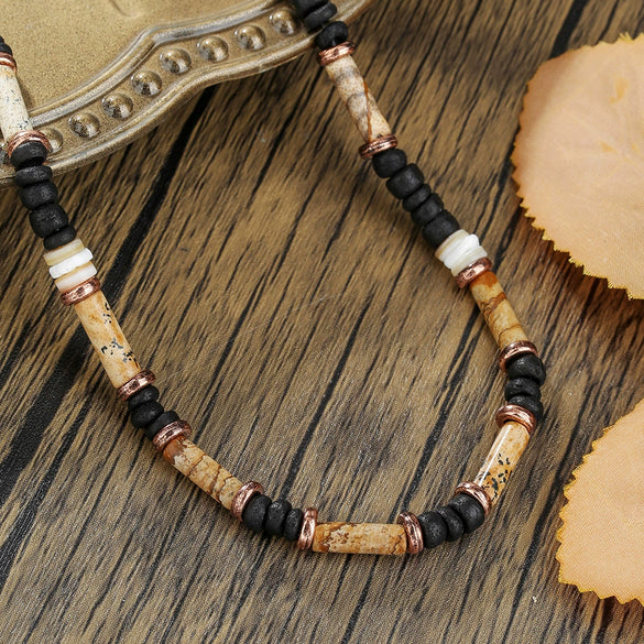 Necklace Alloy Stone Geometric Style O Word Chain Electroplating Design For Men
