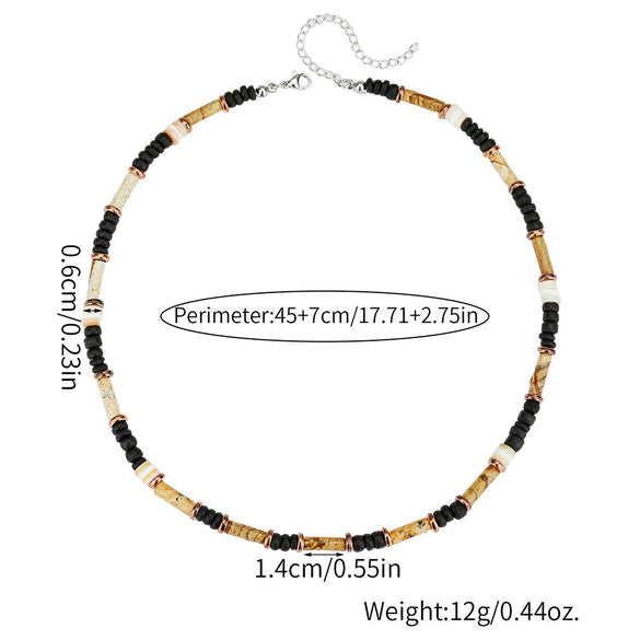 Necklace Alloy Stone Geometric Style O Word Chain Electroplating Design For Men