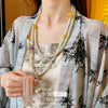 Necklace Alloy Synthetic Crystal Flower Round Beaded Tassel Electroplating For Women