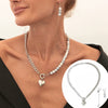 Necklace Aluminum Chain Turquoise Beads Alloy Geometric Heart Shape Electroplating For Women