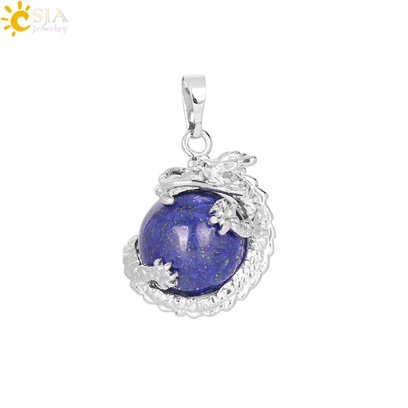 Necklace Amethyst Pendant Natural Stone Copper Accessories Minimalist Dragon Ball Totem 3D Ornament