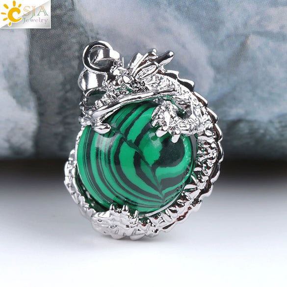 Necklace Amethyst Pendant Natural Stone Copper Accessories Minimalist Dragon Ball Totem 3D Ornament
