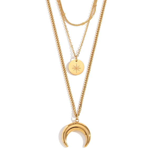 Necklace And Bracelet Combination Stainless Steel Titanium Steel Geometric Pattern Electroplated