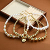 Necklace And Bracelet Set Plastic Resin Organic Glass Pearl Chain Love Water Drops Bell Pattern Punk Style Electroplated Peach Heart Pendant