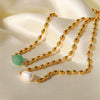Necklace And Bracelet Stainless Steel Titanium Steel Freshwater Pearl Oval Round Bead Geometric Ball Chain Electroplated