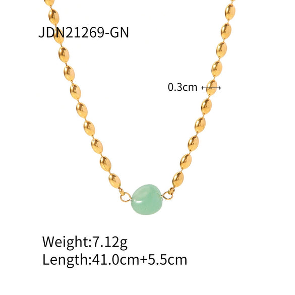 Necklace And Bracelet Stainless Steel Titanium Steel Freshwater Pearl Oval Round Bead Geometric Ball Chain Electroplated